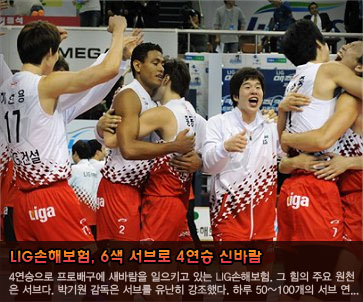 LIG손해보험, 6색 서브로 4연승 신바람